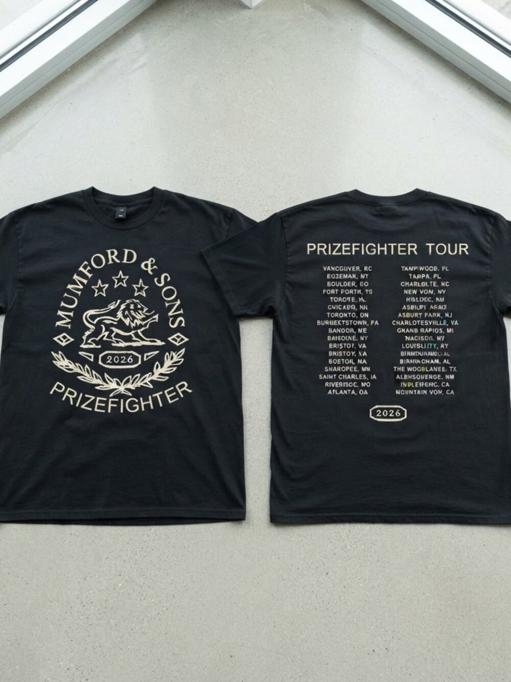 Mumford & Sons Prizefighter Tour 2026 Band Black T-Shirt S-4XL